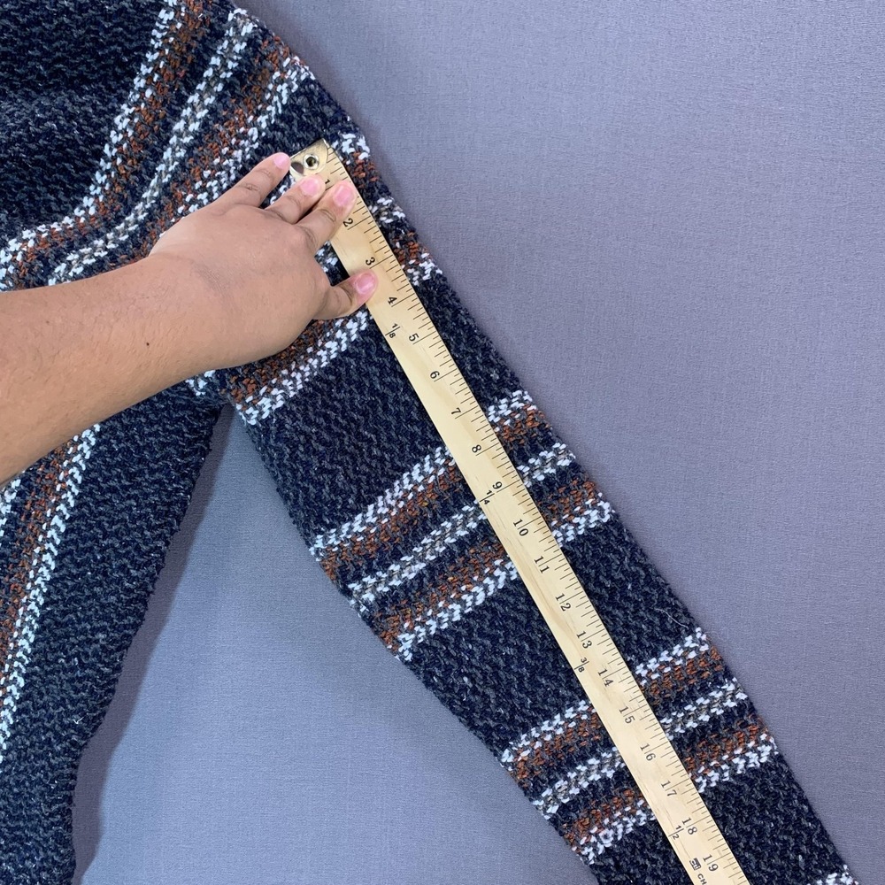 Baja Joe Hoodie Men LG Blue & Gray Striped Woven Pullover Baja Mexican Poncho - Picture 14 of 15